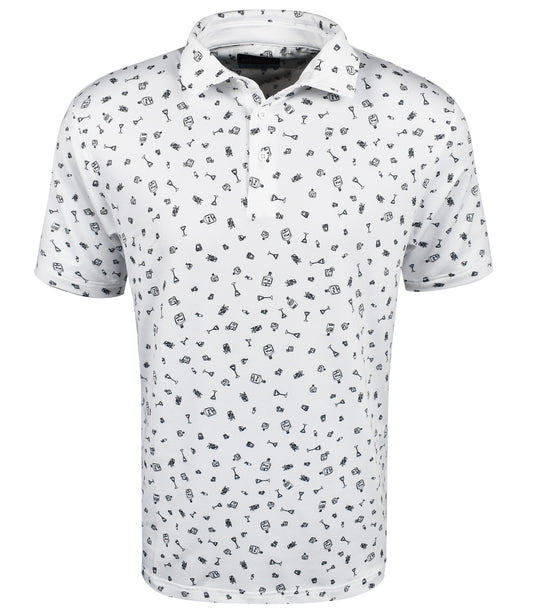 Etonic Golf Martini Glass Print Polo Shirt