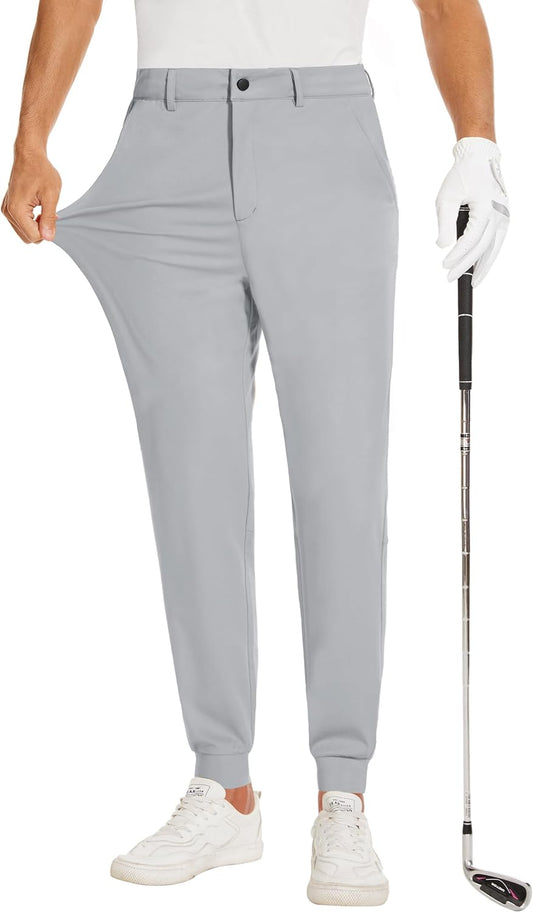 JWM Men's 4-Way Stretch Golf Joggers - Slim Fit Tapered Casual Work Business