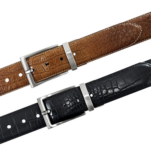 Greg Norman Men's Reversible Croco Print Leather Golf Belt